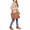 ADBG1755 American Darling Western Genuine Suede Tote Bag with Rivets Embossed Damascus Detailing