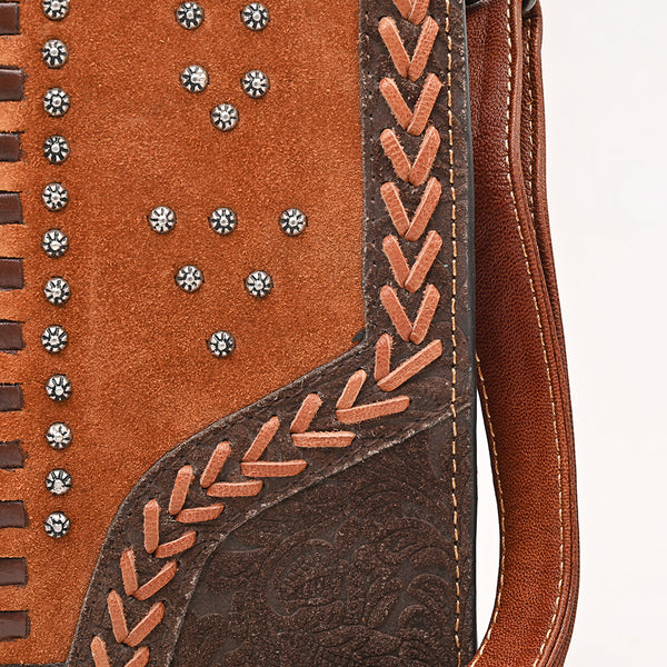 ADBG1755 American Darling Western Genuine Suede Tote Bag with Rivets Embossed Damascus Detailing