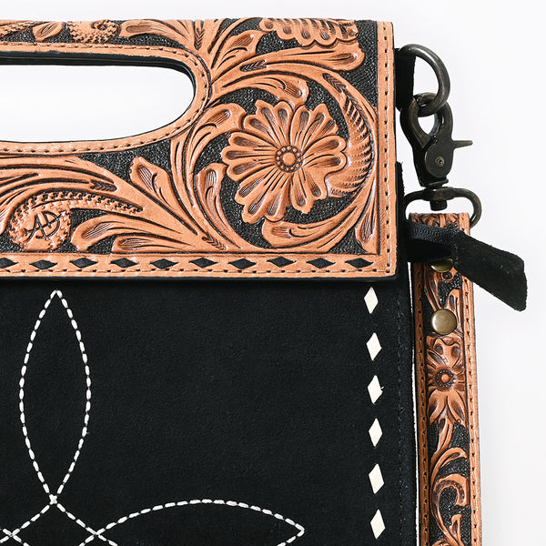 ADBG1759 American Darling Western Hand-Tooled Floral Clutch Bag in Genuine Suede Leather
