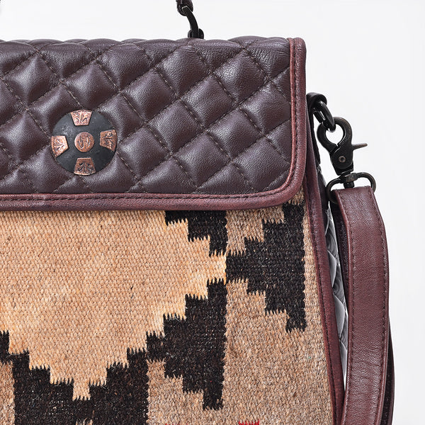 ADBG1760 American Darling Western Messenger Bag - Hand-Woven Saddle Blanket & Quilted Leather