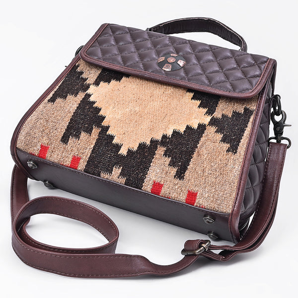 ADBG1760 American Darling Western Messenger Bag - Hand-Woven Saddle Blanket & Quilted Leather