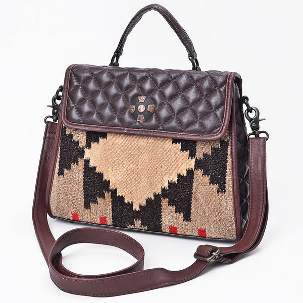 ADBG1760 American Darling Western Messenger Bag - Hand-Woven Saddle Blanket & Quilted Leather