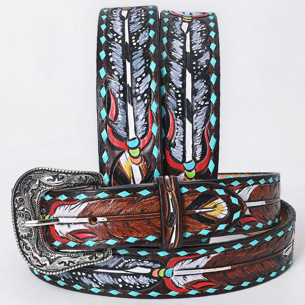 ADBLF351 Beautifully Hand Tooled Genuine American Leather Belt Men and Women
