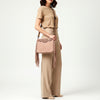 ADBG1664 American Darling Quilted Genuine Leather Crossbody Bag with Hand-Tooled Details and Fringes