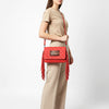 ADBG1665 American Darling Quilted Genuine Leather Crossbody Bag with Fringe and Hand-Tooled Panel