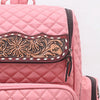 ADBG1674 American Darling Hand-Tooled Floral Western Leather Backpack Bag - Quilted Travel Purse