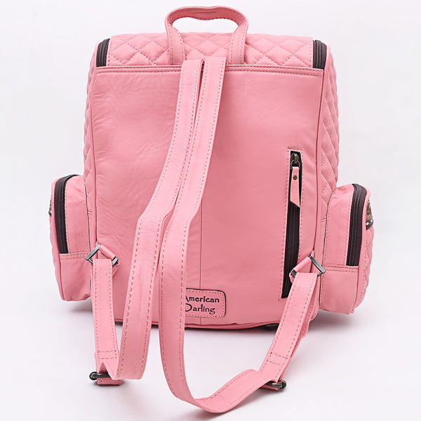 ADBG1674 American Darling Hand-Tooled Floral Western Leather Backpack Bag - Quilted Travel Purse