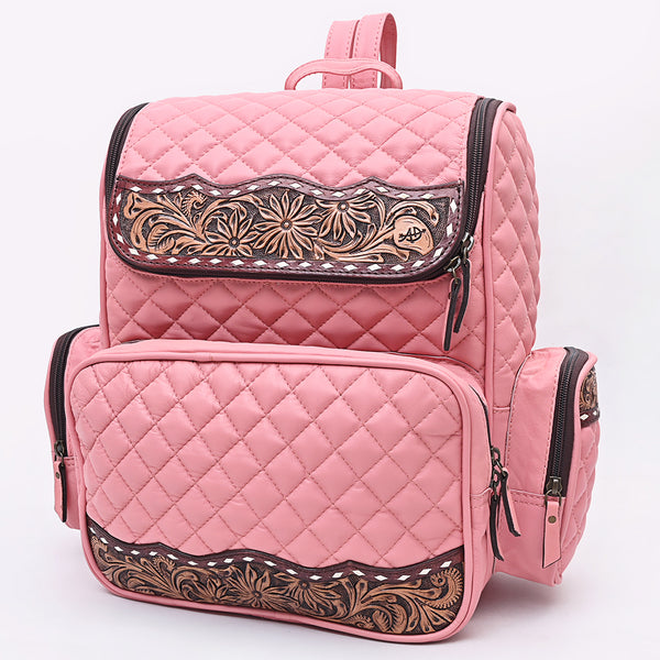 ADBG1674 American Darling Hand-Tooled Floral Western Leather Backpack Bag - Quilted Travel Purse