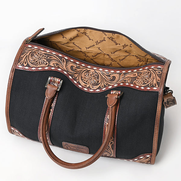 ADBG1765 American Darling Western Hand-Tooled Floral Duffel Bag in Premium Genuine Leather