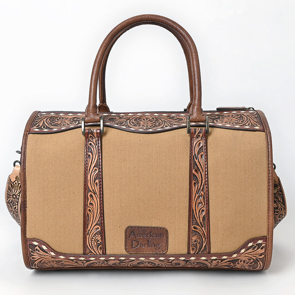 ADBG1765 American Darling Western Hand-Tooled Floral Duffel Bag in Premium Genuine Leather