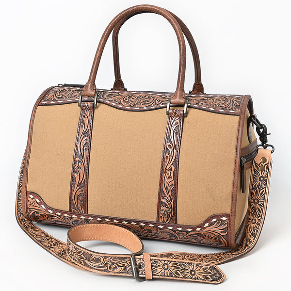 ADBG1765 American Darling Western Hand-Tooled Floral Duffel Bag in Premium Genuine Leather