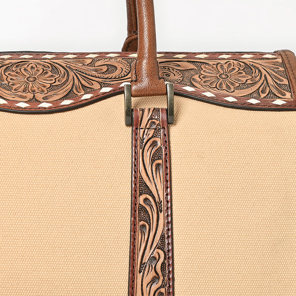 ADBG1765 American Darling Western Hand-Tooled Floral Duffel Bag in Premium Genuine Leather