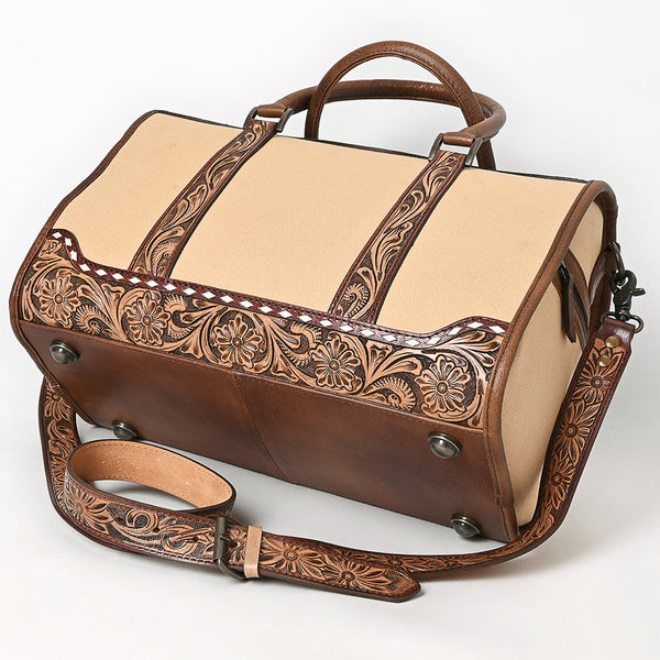 ADBG1765 American Darling Western Hand-Tooled Floral Duffel Bag in Premium Genuine Leather
