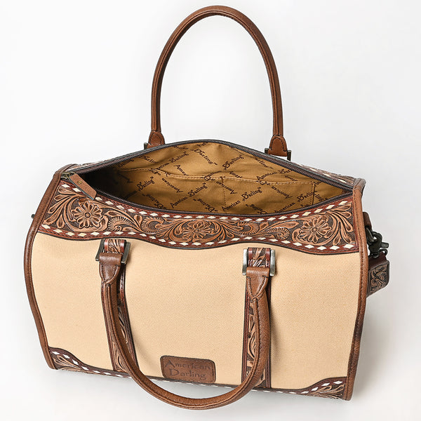 ADBG1765 American Darling Western Hand-Tooled Floral Duffel Bag in Premium Genuine Leather