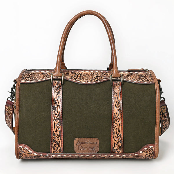 ADBG1765 American Darling Western Hand-Tooled Floral Duffel Bag in Premium Genuine Leather