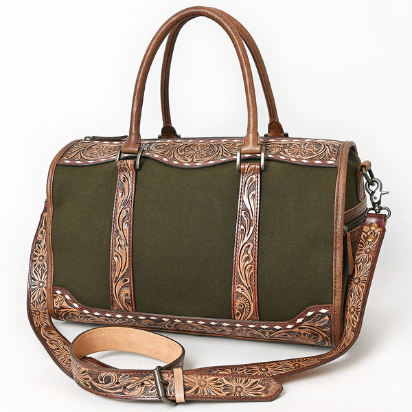 ADBG1765 American Darling Western Hand-Tooled Floral Duffel Bag in Premium Genuine Leather