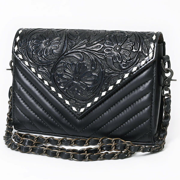 ADBG1767 American Darling Western Hand-Tooled Floral Envelop Bag - Quilted Leather Crossbody