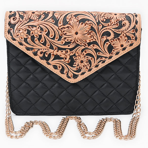 ADBGA829 American Darling Floral Carved Hand Tooled Quilted Leather Envelope