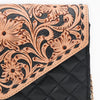 ADBGA829 American Darling Floral Carved Hand Tooled Quilted Leather Envelope
