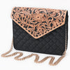 ADBGA829 American Darling Floral Carved Hand Tooled Quilted Leather Envelope