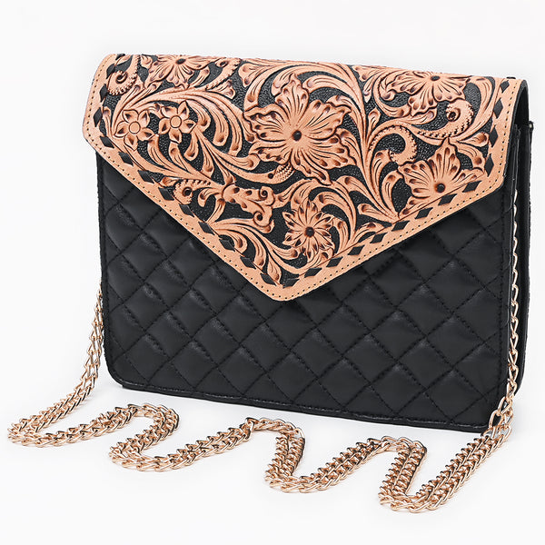 ADBGA829 American Darling Floral Carved Hand Tooled Quilted Leather Envelope