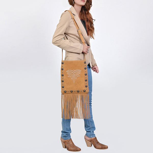 ADBGA832 American Darling Handcrafted Suede Chaps Bag with Fringes and Conchos