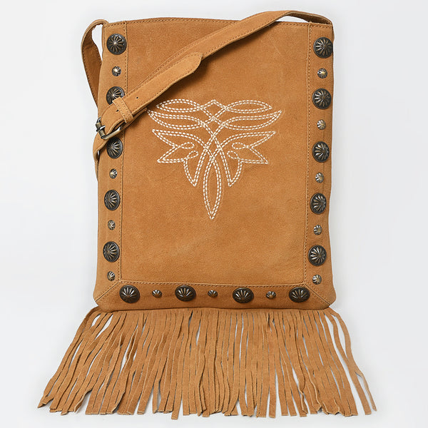 ADBGA832 American Darling Handcrafted Suede Chaps Bag with Fringes and Conchos