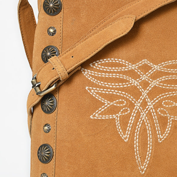 ADBGA832 American Darling Handcrafted Suede Chaps Bag with Fringes and Conchos