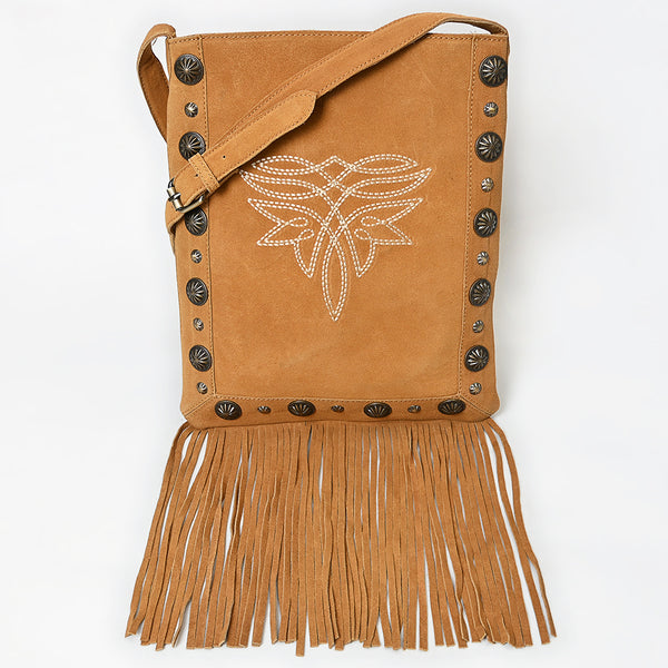 ADBGA832 American Darling Handcrafted Suede Chaps Bag with Fringes and Conchos