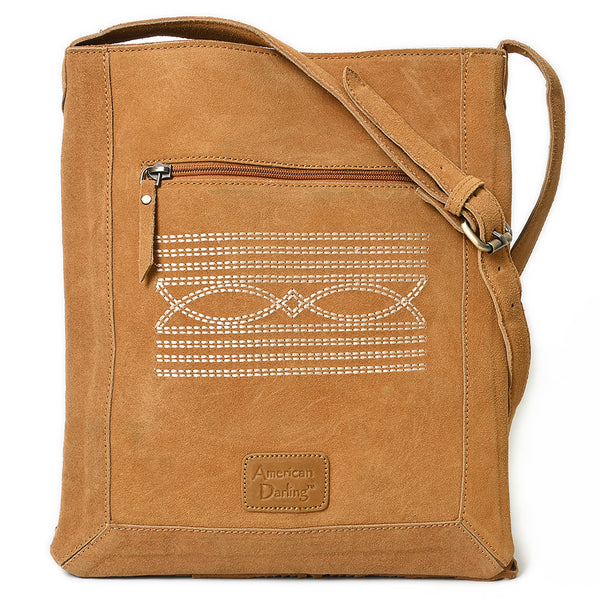 ADBGA832 American Darling Handcrafted Suede Chaps Bag with Fringes and Conchos