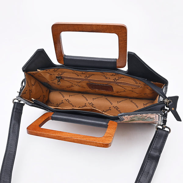 ADBG1776 American Darling Hand-Tooled Floral Cross body Bag - Handcrafted Western Leather Purse