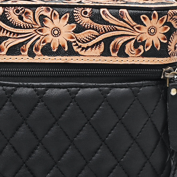 ADBGA845 American Darling Hand Tooled Floral Quilted Leather Cross body Bag