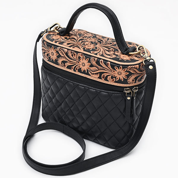 ADBGA845 American Darling Hand Tooled Floral Quilted Leather Cross body Bag