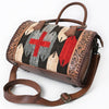 ADBG1789 American Darling Western Leather Speedy Bag - Handcrafted Floral Tooled & Saddle Blanket Purse