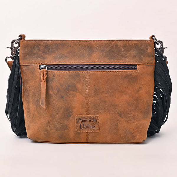 ADBGM744 American Darling Hair-On Cowhide Cross body Bag with Fringes and Concho