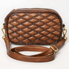 ADBGM757 Western Crossbody - Quilted Leather Oval Bag with Gold Stud Accents