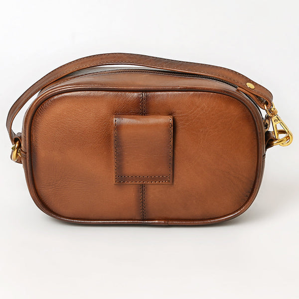ADBGM757 Western Crossbody - Quilted Leather Oval Bag with Gold Stud Accents