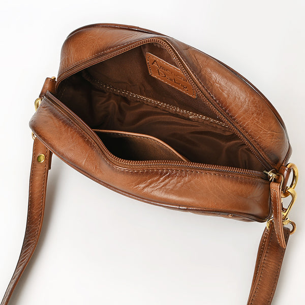ADBGM757 Western Crossbody - Quilted Leather Oval Bag with Gold Stud Accents