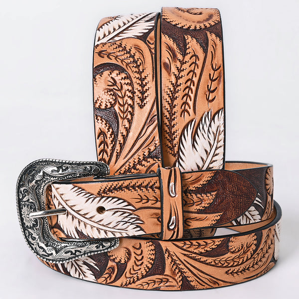 ADBLF359 Beautifully Hand Tooled Genuine American Leather Belt Men and Women