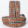 ADBLF364 Beautifully Hand Tooled Genuine American Leather Belt Men and Women