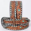 ADBLF364 Beautifully Hand Tooled Genuine American Leather Belt Men and Women