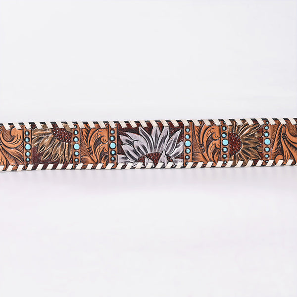 ADBLF365 Beautifully Hand Tooled Genuine American Leather Belt Men and Women