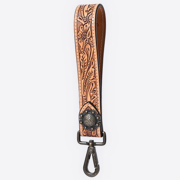 ADKR217IHand Tooled Genuine Leather Wristlet Key Ring