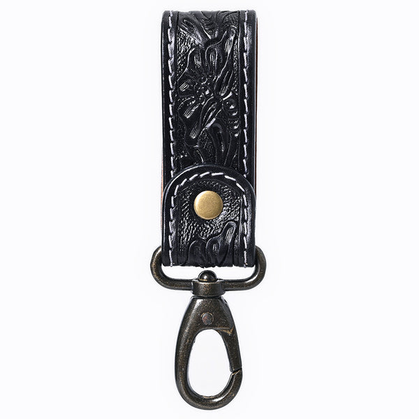 ADKR218CHand Tooled Genuine Leather Wristlet Key Ring