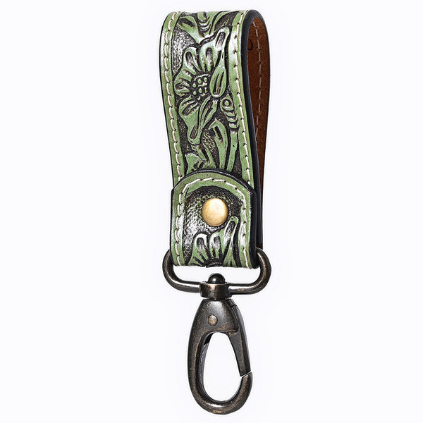 ADKR218DHand Tooled Genuine Leather Wristlet Key Ring