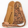ADBGA854 American Darling Hand Tooled Floral Carved Braided Leather Bucket Bag