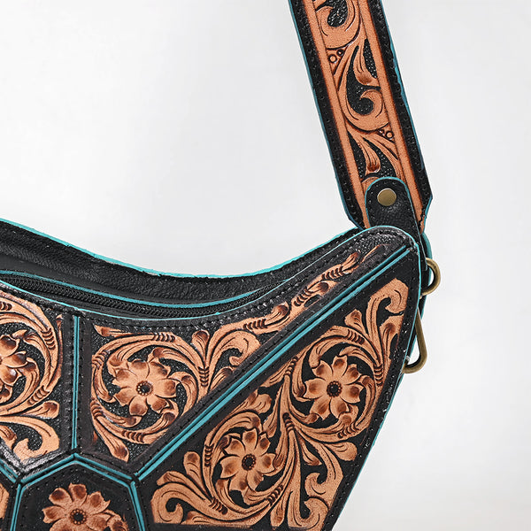 ADBGA857 American Darling Hand Tooled Floral Carved Fringe Leather Cross body Bag