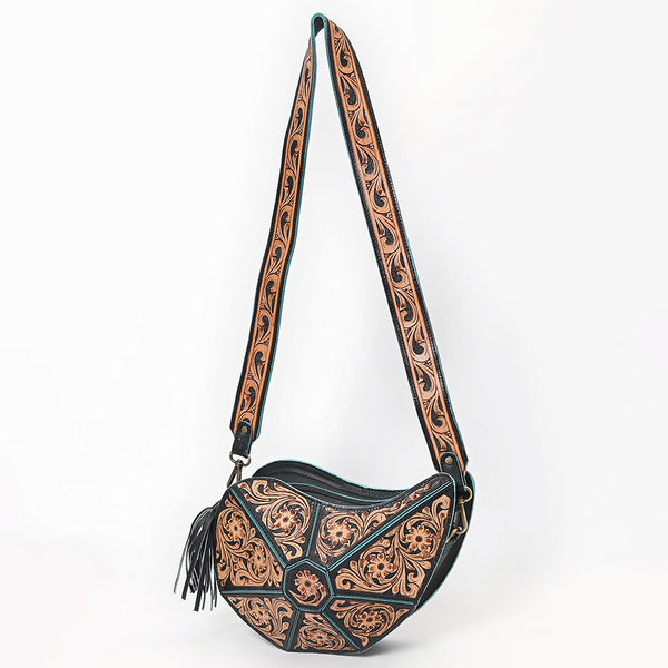 ADBGA857 American Darling Hand Tooled Floral Carved Fringe Leather Cross body Bag