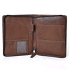 ADBGM768 Hand-Tooled Leather Portfolio - Western Floral Carved Clutch in Chestnut Brown
