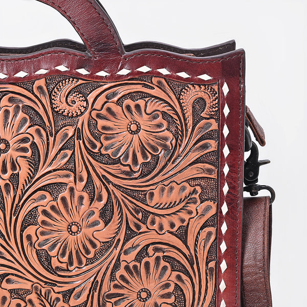 ADBG1801 American Darling Hand Tooled Floral Carved Leather Western Briefcase Bag
